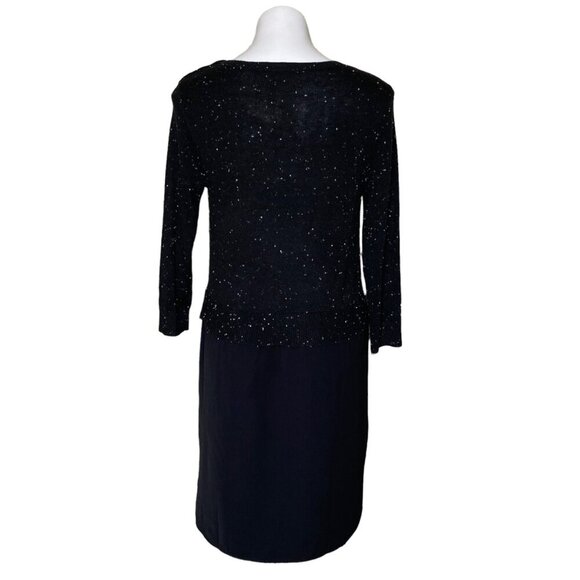 Loft NWT $89 Black Mixed Media Pullover Sweater Dress, 3/4-Sleeve Women's Size M - Picture 6 of 12